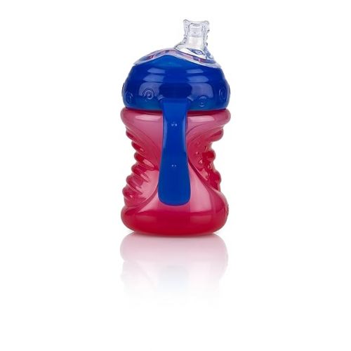  Nuby No-Spill Super Spout Grip N' Sip Cup, Red and Blue, 2 Count