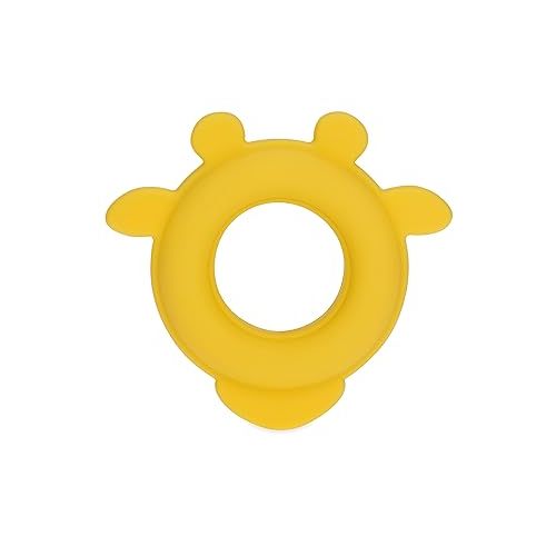  Nuby Natural Wood Teether with Soft Silicone, Minimalist Design Easy to Clean, Giraffe Yellow