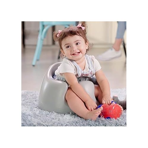  Nuby My Floor Seat, Soft Foam Cushion with Safety Harness and High Back Design, for Ages 4-12 Months, Gray