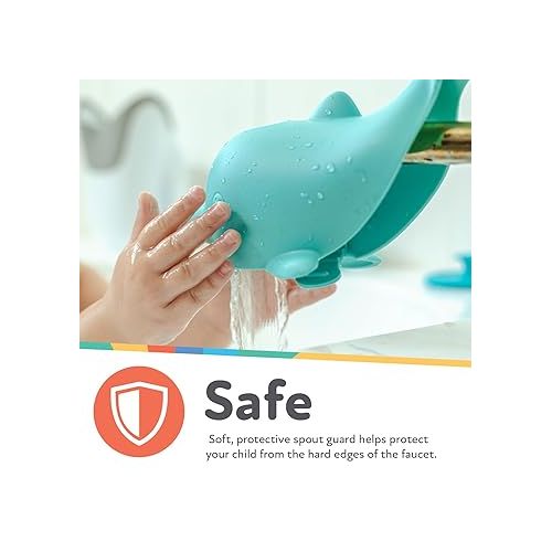  Nuby Bathtub Safety Spout Guard - Compatible with Most Standard Faucets - BPA-Free Bath Toys - Dolphin