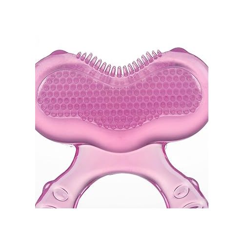  Nuby Silicone Teethe-eez Teether with Bristles includes Hygienic Case, Pink