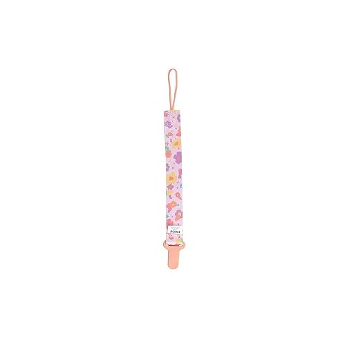  Nuby Pacifinder Pacifier Clip, 2 Pack Pacifier Holder for Girl, Pink Flowers and White with Polka Dots