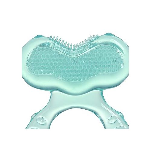  Nuby Silicone Teethe-eez Teether with Bristles, Includes Hygienic Case, Aqua