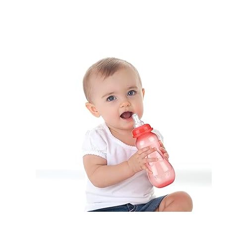  Nuby Non-Drip Standard Neck Bottles, 10 Ounce, Colors May Vary, 3 Count (Pack of 1)
