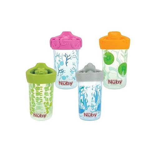  Nuby No Spill 3D Character Sippy Cup with Soft Touch Flo Silicone Top, 12 Ounce, Shark