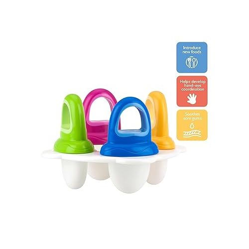  Nuby Garden Fresh Fruitsicle Frozen Pop Tray,Multicolored 1set 4 handle