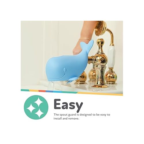  Nuby Bathtub Safety Spout Guard - Compatible with Most Standard Faucets - BPA-Free Bath Toys - Whale