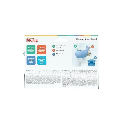  Nuby Bathtub Safety Spout Guard - Compatible with Most Standard Faucets - BPA-Free Bath Toys - Whale