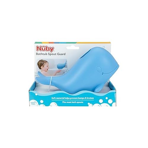  Nuby Bathtub Safety Spout Guard - Compatible with Most Standard Faucets - BPA-Free Bath Toys - Whale