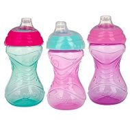 Nuby Clik-It Soft Spout No-Spill Easy Grip Sippy Cup for Girls - 3 Count (Pack of 1) 10 Oz - 6+ Months