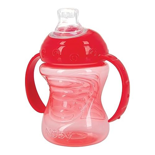  Nuby Two-Handle No-Spill Super Spout Grip N' Sip Cup, 8 Ounce, Single pack of 1 Cup, Colors May Vary