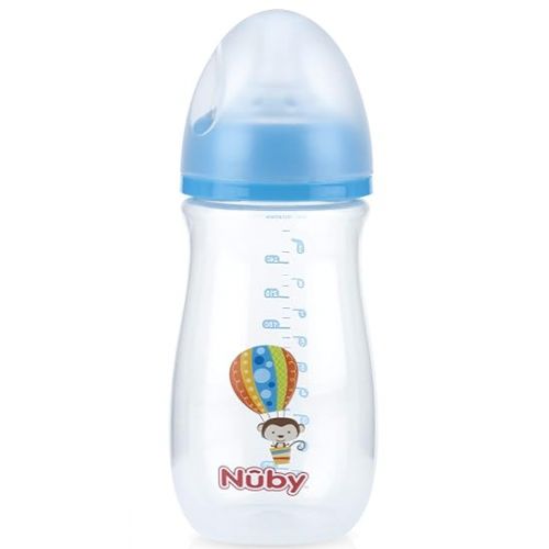  Nuby Wide Neck Bottle with Anti-Colic Air System, Colors/Prints May Vary, 1 Pack of 1 Bottle