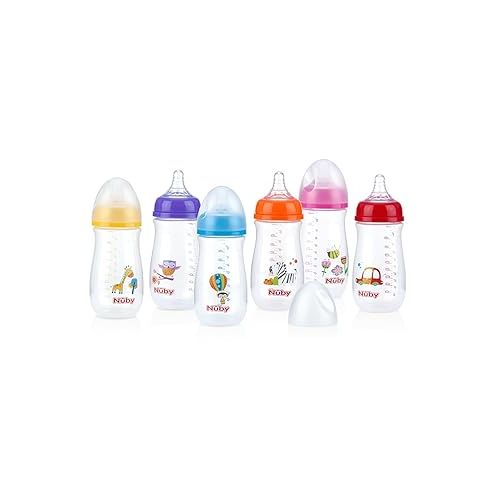  Nuby Wide Neck Bottle with Anti-Colic Air System, Colors/Prints May Vary, 1 Pack of 1 Bottle