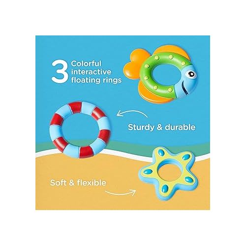  Nuby Floating Octopus Toy with 3 Hoopla Rings - BPA Free Baby Bath Toy for Boys and Girls - 18+ Months - Purple (Pack of 1)