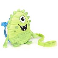 Nuby Plush Baby Backpack with Safety Harness, Green Monster
