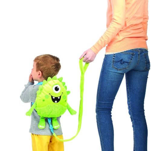  Nuby Plush Baby Backpack with Safety Harness, Green Monster