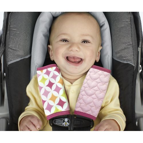  Nuby Car Seat Reversible Strap Covers 2 Pack, Pink