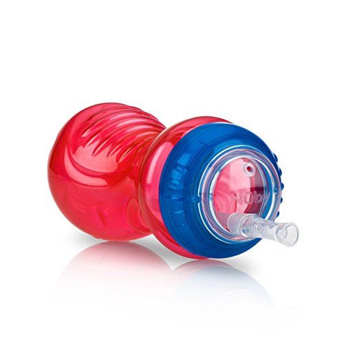  [아마존베스트]Nuby 3 Piece Boy No-Spill Cup with Flex Straw, 10 Ounce