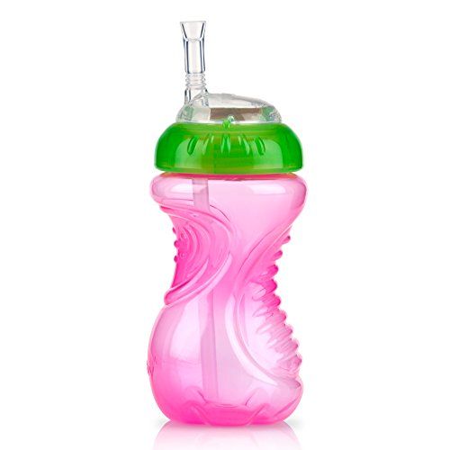  [아마존베스트]Nuby 3 Piece Girl No-Spill Cup with Flex Straw, 10 Ounce