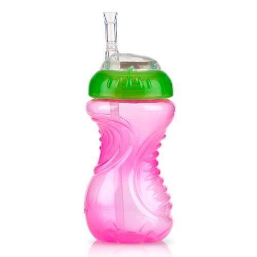  [아마존베스트]Nuby 3 Piece Girl No-Spill Cup with Flex Straw, 10 Ounce