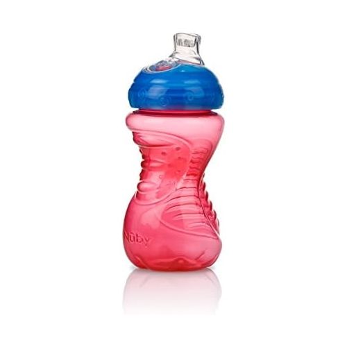  [아마존베스트]Nuby 2-Pack No-Spill Super Spout Easy Grip Cup, 10 Ounce, 6 Months +, Red and Blue