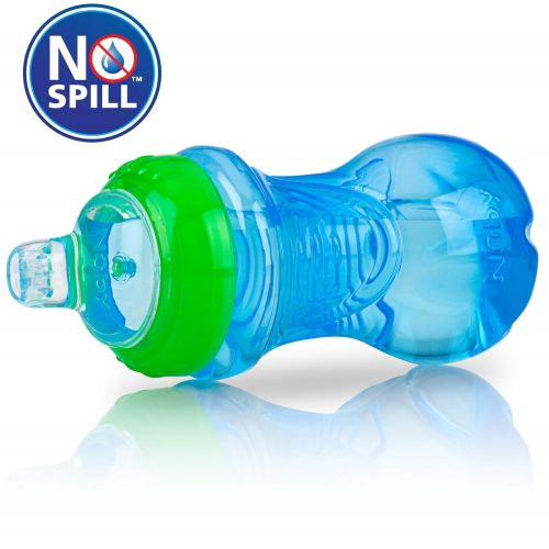  [아마존베스트]Nuby 2 Piece No Spill Easy Grip Trainer Cup 10 oz, Blue/Red