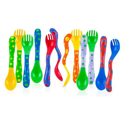  [아마존베스트]Nuby Spoons and Forks , Colors May Vary, 4 Count