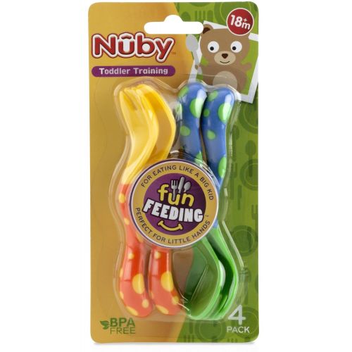  [아마존베스트]Nuby Spoons and Forks , Colors May Vary, 4 Count