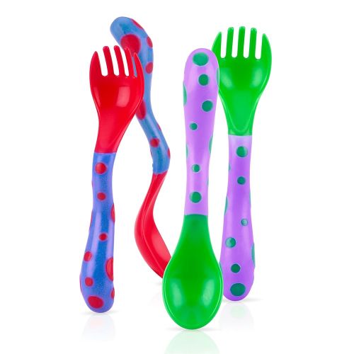  [아마존베스트]Nuby Spoons and Forks , Colors May Vary, 4 Count