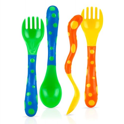  [아마존베스트]Nuby Spoons and Forks , Colors May Vary, 4 Count