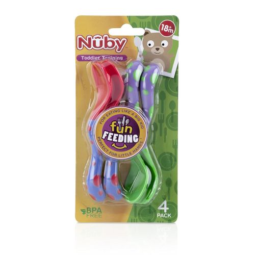  [아마존베스트]Nuby Spoons and Forks , Colors May Vary, 4 Count