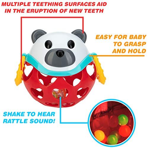  [아마존베스트]Nuby Cartoon Animal Rattle Teether Toy, Bear, 5