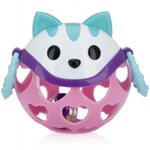  [아마존베스트]Nuby Cartoon Animal Rattle Teether Toy, Kitty Cat, 5