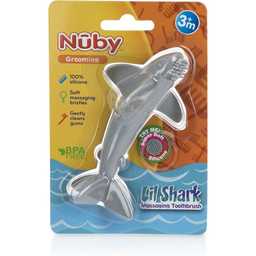  [아마존베스트]Nuby Grooming Lil Shark Massaging Toothbrush, Colors May Vary, 1pk, 5