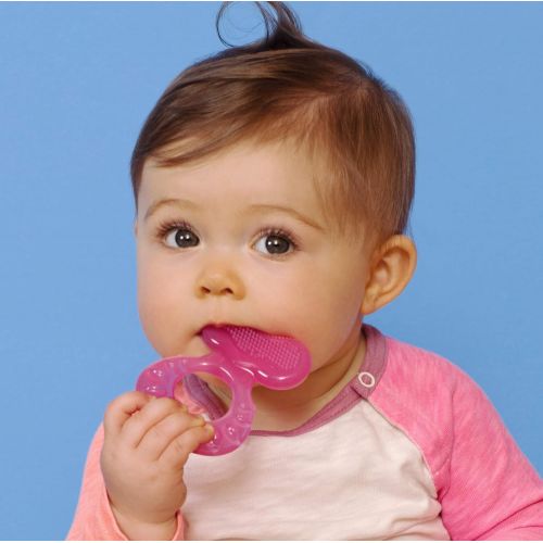  [아마존베스트]Nuby Silicone Teethe-EEZ Teether with Bristles, Includes Hygienic Case, Pink