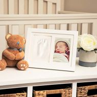 Nuby Baby Keepsake Classic White Wooden Wall Decor Frame That Holds One 3.5 x 5 Photo & 1 Clay Print Kit for Newborn Girls & Boys, Personalized Baby Gift