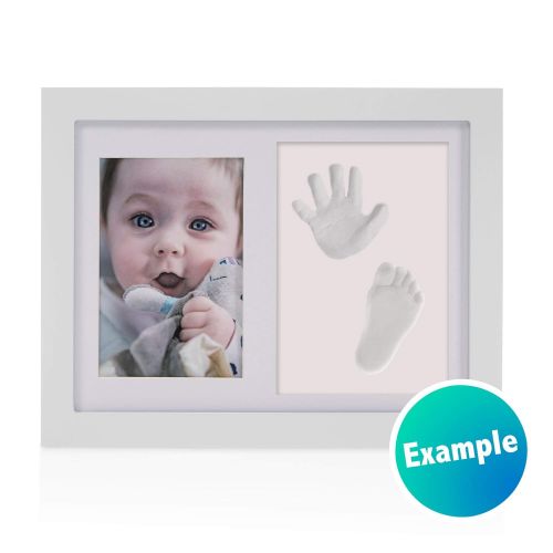  Nuby Baby Keepsake Classic White Wooden Wall Decor Frame That Holds One 3.5 x 5 Photo & 1 Clay Print Kit for Newborn Girls & Boys, Personalized Baby Gift