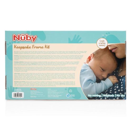  Nuby Baby Hand & Footprint Kit with Wall Decor Frame That Holds One 4 x 6 Photo & 2 Clay Print Kits for Newborn Girls & Boys, Personalized Baby Gift