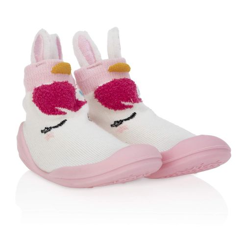  Nuby Snekz Comfortable Rubber Sole Sock Shoes for First Steps- Pink Unicorn/Medium 14-22 Months, 60009M