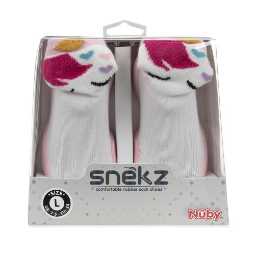  Nuby Snekz Comfortable Rubber Sole Sock Shoes for First Steps- Pink Unicorn/Medium 14-22 Months, 60009M