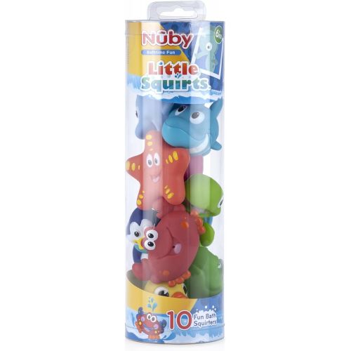  Nuby 10 Count (Pack of 1) Little Squirts Fun Bath Toys, Assorted Characters