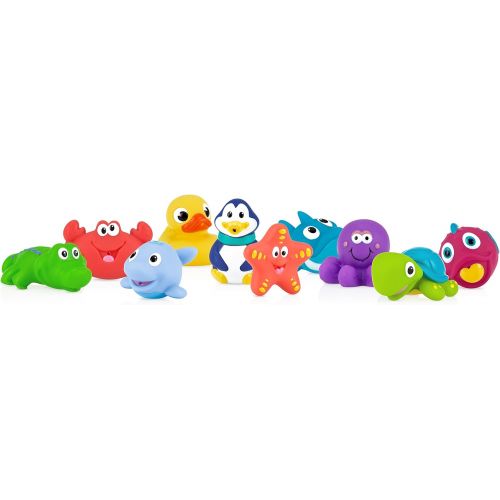  Nuby 10 Count (Pack of 1) Little Squirts Fun Bath Toys, Assorted Characters
