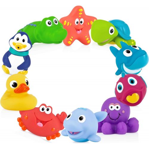  Nuby 10 Count (Pack of 1) Little Squirts Fun Bath Toys, Assorted Characters