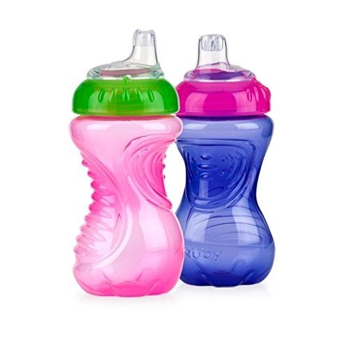  Nuby 2-Pack No-Spill Easy Grip Cup, 10 Ounce, Colors May Vary