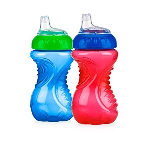  Nuby 2-Pack No-Spill Easy Grip Cup, 10 Ounce, Colors May Vary