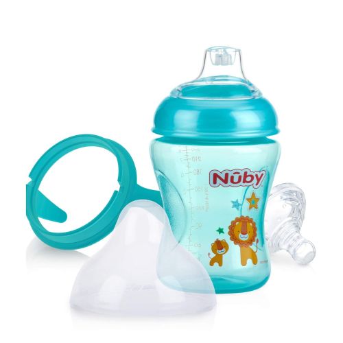  Nuby 3 Piece Natural Touch 3 Stage Wide Neck Breast Size Bottle-to-Cup, Boy