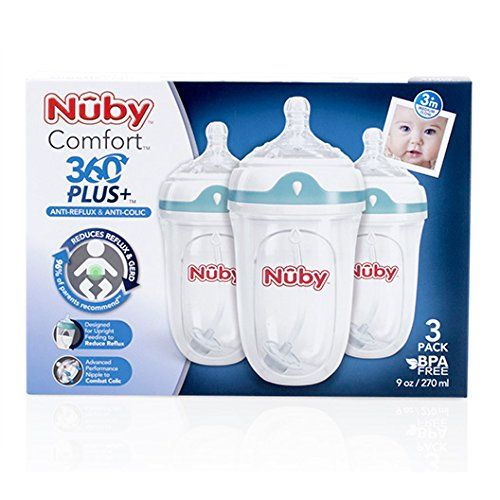  Nuby 3 Piece Comfort 360 Bottle, 9 Ounce