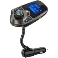 [아마존 핫딜] Nulaxy Bluetooth Car FM Transmitter Audio Adapter Receiver Wireless Handsfree Voltmeter Car Kit TF Card AUX 1.44 Display  KM18 Coffee