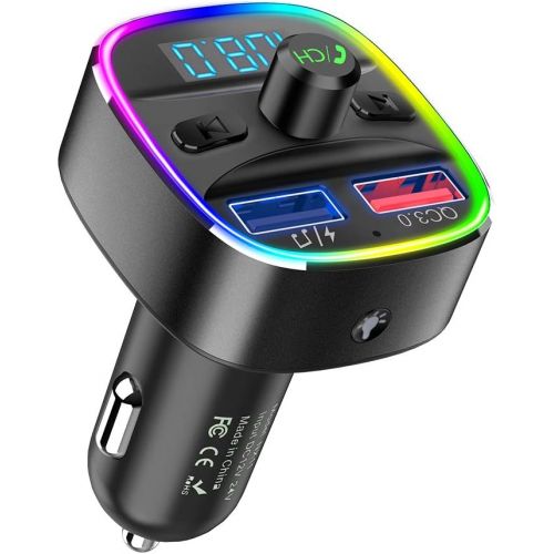  [아마존베스트]Nulaxy Bluetooth FM Transmitter for Car, Upgraded V4.2 and 7 Color LED Backlit Car Radio Bluetooth Adapter Supports QC3.0 Fast Charging, USB Flash Drive, microSD Card, Handsfree Ca