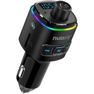 [아마존베스트]Nulaxy Bluetooth FM Transmitter for Car, 7 Color LED Backlit Bluetooth Car Adapter with QC3.0 Charging, Support Siri Google Assistant, USB Flash Drive, microSD Card, Handsfree Car